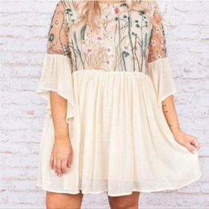 Umgee chic soul embroidered cream dress